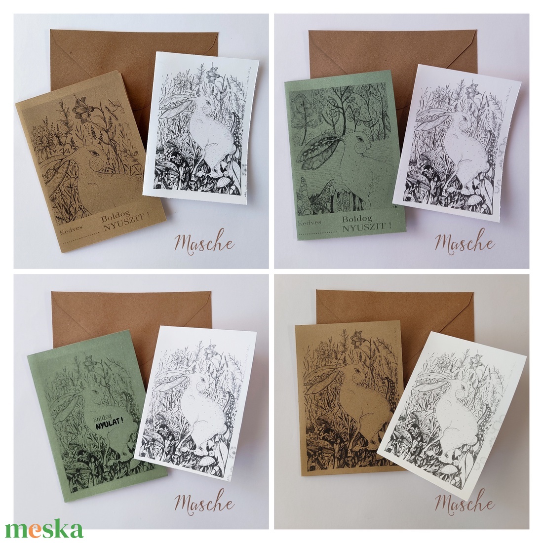 Húsvéti képeslap csomag - 7 db - os - otthon & életmód - papír, írószer - ajándékozás kellékei - képeslap, üdvözlőlap - Meska.hu