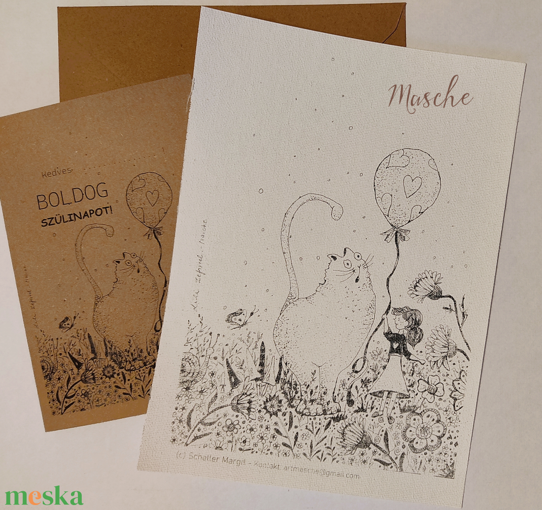 Képeslap születésnapra + aquarell kifestő felnőtteknek.  - otthon & életmód - papír, írószer - ajándékozás kellékei - képeslap, üdvözlőlap - Meska.hu