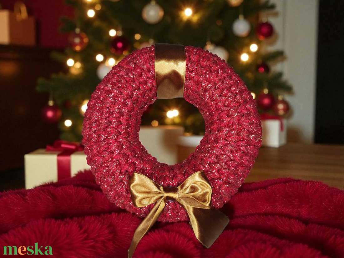 Piros csillogós kopogtató - karácsony - karácsonyi lakásdekoráció - karácsonyi ajtódíszek - Meska.hu