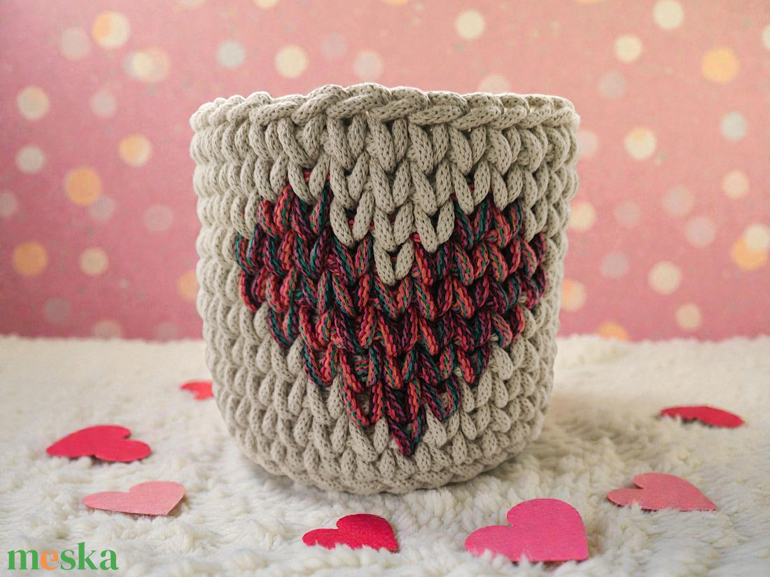 Szives kosár  - otthon & életmód - tárolás & rendszerezés - tárolókosár - Meska.hu