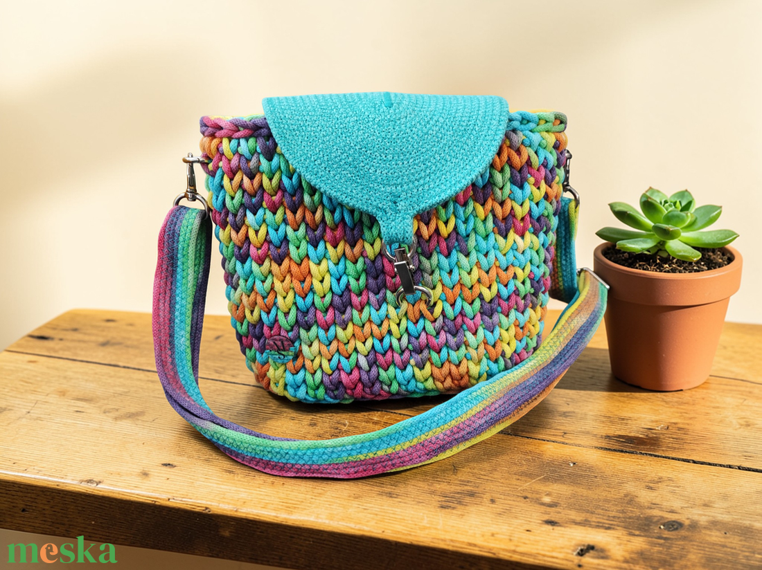 Szivárványos oldaltáska  - táska & tok - kézitáska & válltáska - vállon átvethető táska - Meska.hu