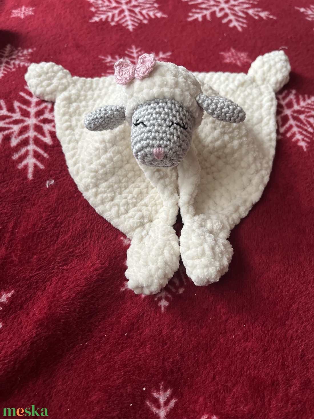 Horgolt bárány szundikendő - baba - mama - baba játékok - szundikendő, alvóka - Meska.hu
