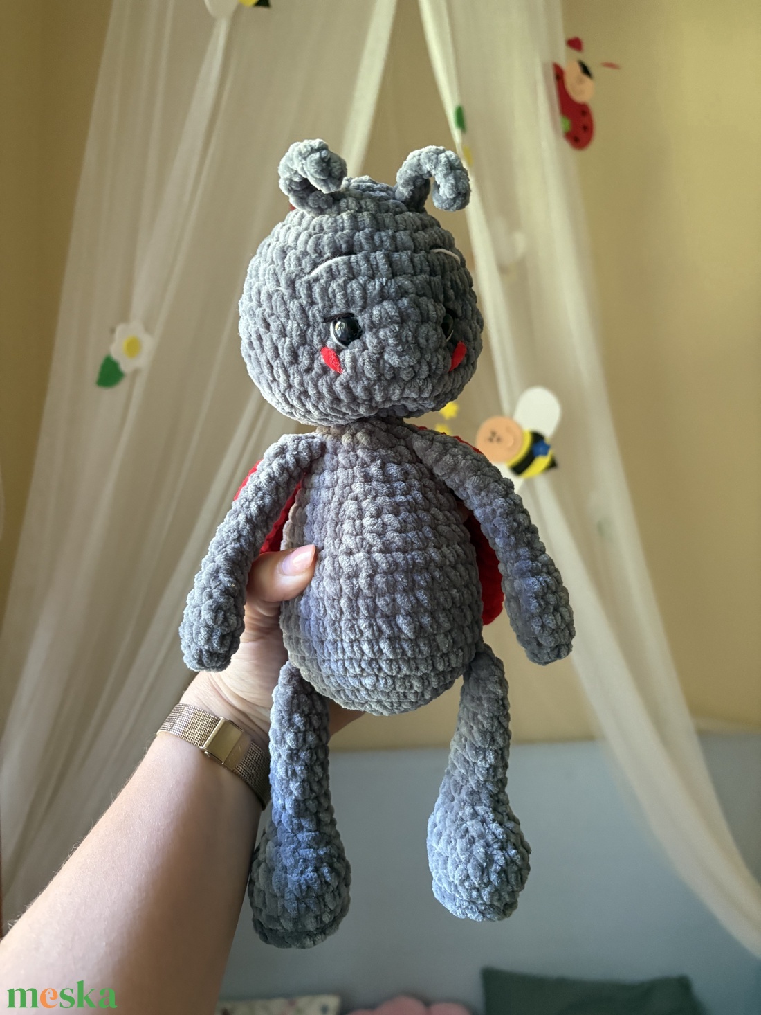 Amigurumi piros katica  - játék & sport - plüssállat & játékfigura - más figura - Meska.hu