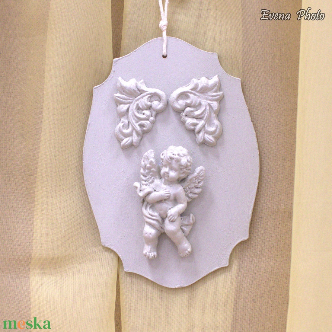 Angyalkás fal-ajtódísz - otthon & életmód - dekoráció - fali és függő dekoráció - falra akasztható dekor - Meska.hu