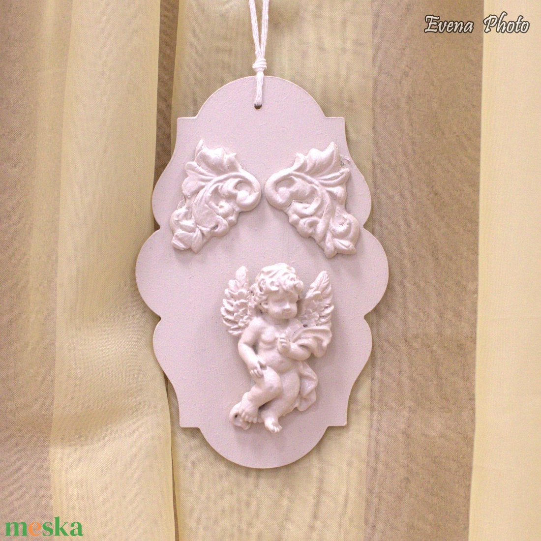 Angyalkás fal-ajtódísz - otthon & életmód - dekoráció - fali és függő dekoráció - falra akasztható dekor - Meska.hu