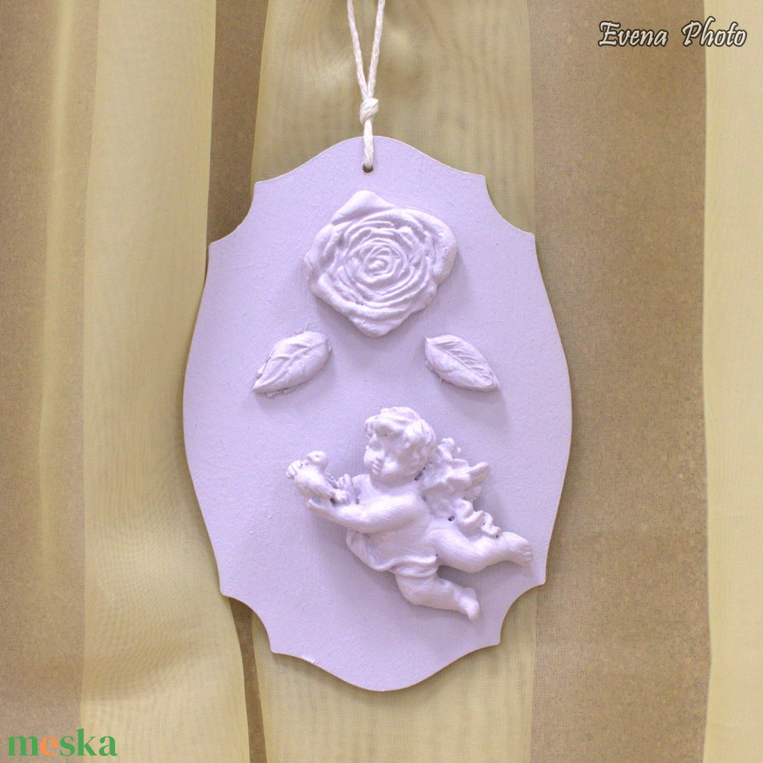 Angyalkás fal-ajtódísz - otthon & életmód - dekoráció - fali és függő dekoráció - falra akasztható dekor - Meska.hu