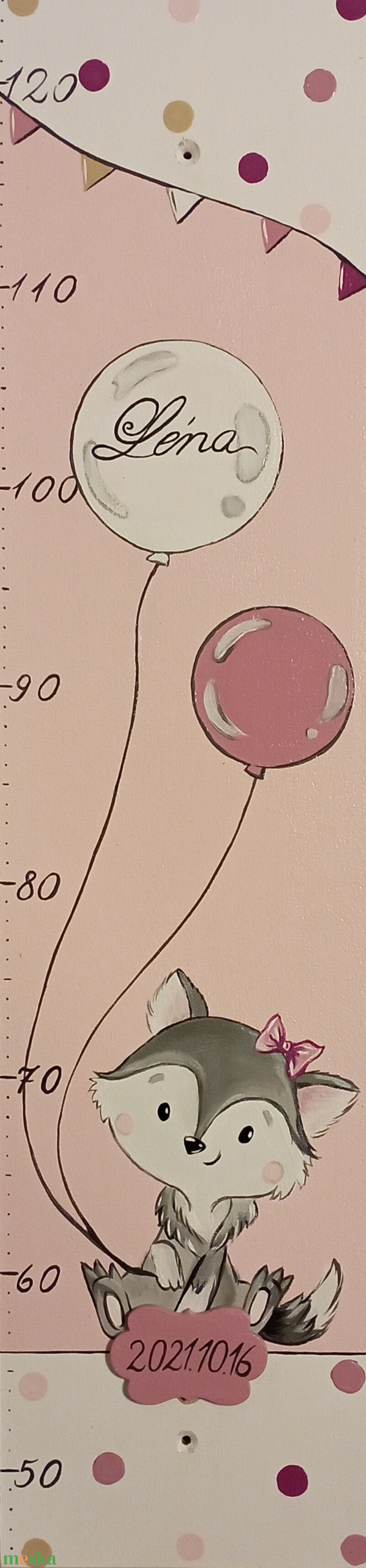 Magasságmérő farkaskislány - otthon & életmód - babaszoba, gyerekszoba - magasságmérő - Meska.hu