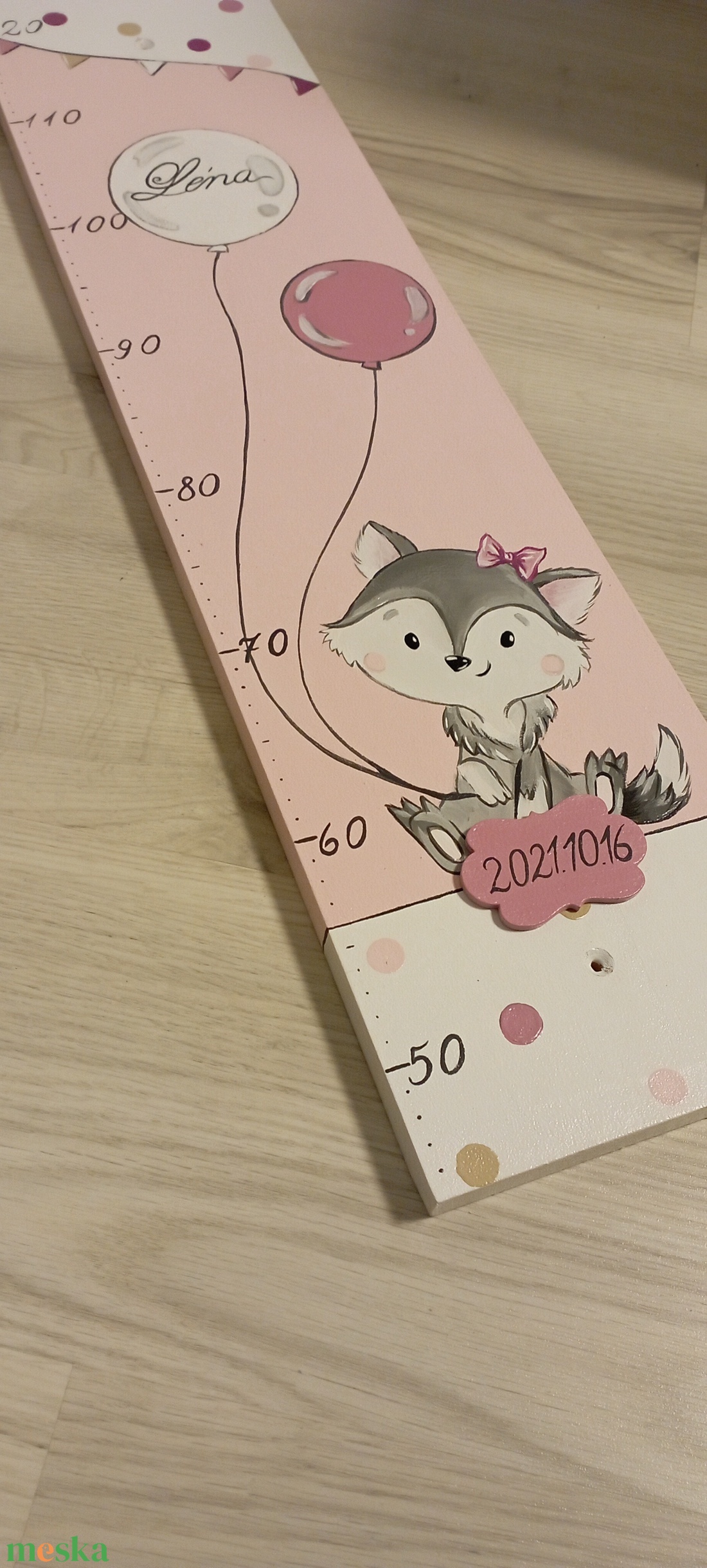 Magasságmérő farkaskislány - otthon & életmód - babaszoba, gyerekszoba - magasságmérő - Meska.hu