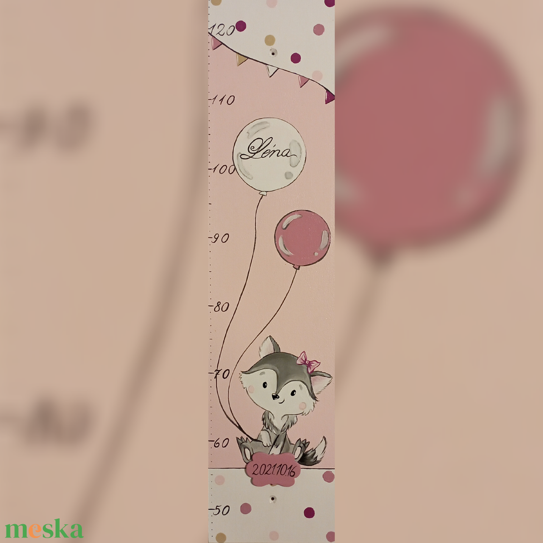 Magasságmérő farkaskislány - otthon & életmód - babaszoba, gyerekszoba - magasságmérő - Meska.hu