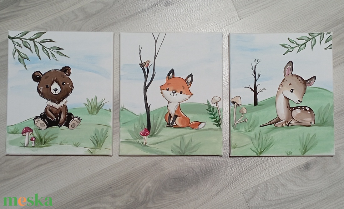 Erdei Állatkás Falikép szett - baba - mama - babaszoba dekoráció - babaszoba kép - Meska.hu