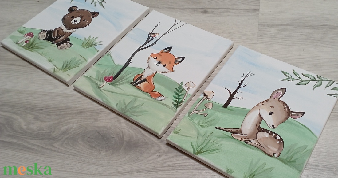 Erdei Állatkás Falikép szett - baba - mama - babaszoba dekoráció - babaszoba kép - Meska.hu