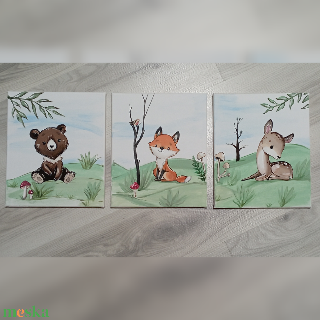 Erdei Állatkás Falikép szett - baba - mama - babaszoba dekoráció - babaszoba kép - Meska.hu