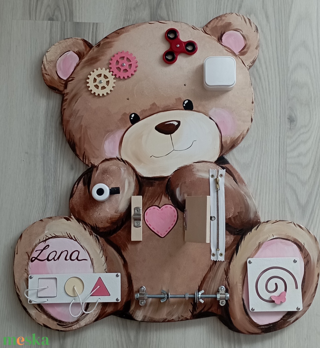 Lány Maci Matatófal  - baba - mama - baba játékok - matatófal - Meska.hu