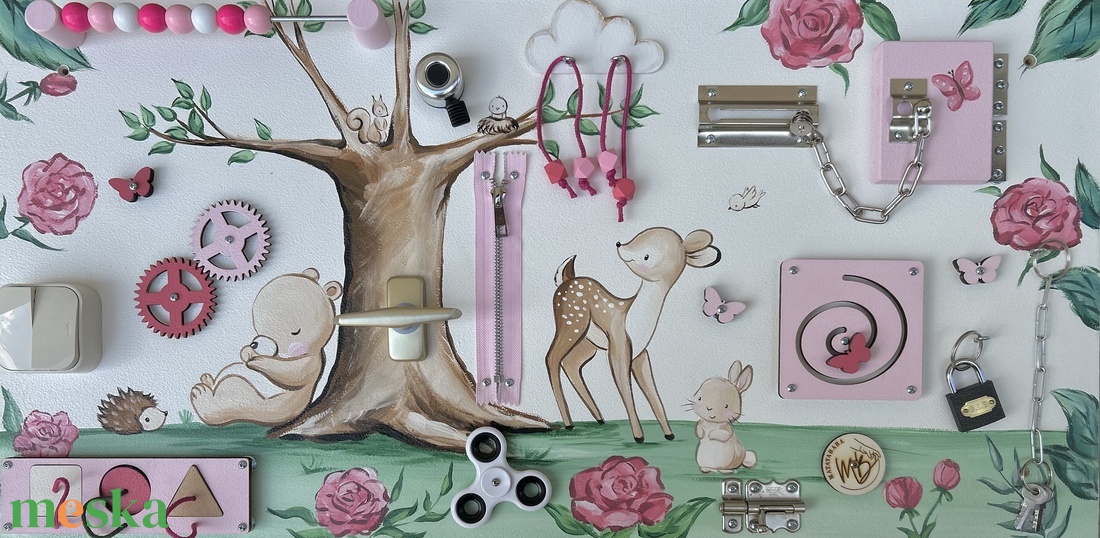 Virágos állatos Testvér Matatófal  - otthon & életmód - babaszoba, gyerekszoba - babaszoba dekoráció - Meska.hu