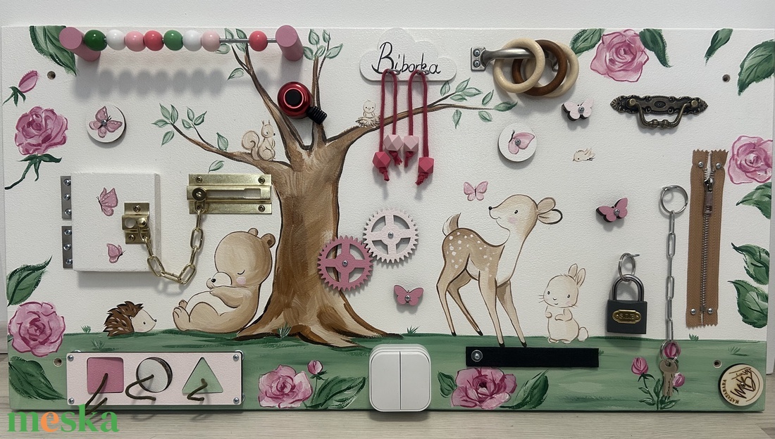 Virágos állatos Testvér Matatófal  - otthon & életmód - babaszoba, gyerekszoba - babaszoba dekoráció - Meska.hu
