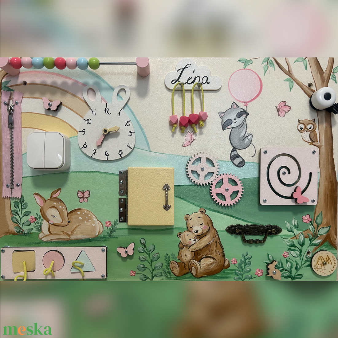 Macis Sziv�rványos Matatófal  - baba - mama - baba játékok - matatófal - Meska.hu