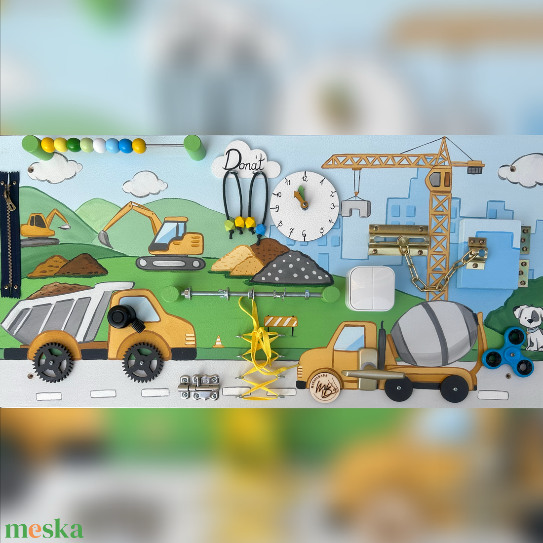 Munkagépes Testvér Matatófal  - baba - mama - baba játékok - matatófal - Meska.hu