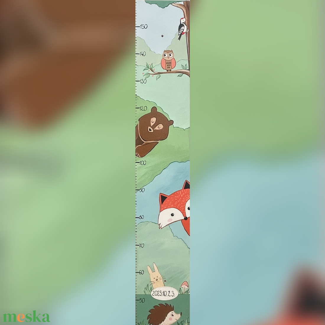 Rókás erdei állatos Magasságm�rő  - baba - mama - babaszoba dekoráció - magasságmérő - Meska.hu