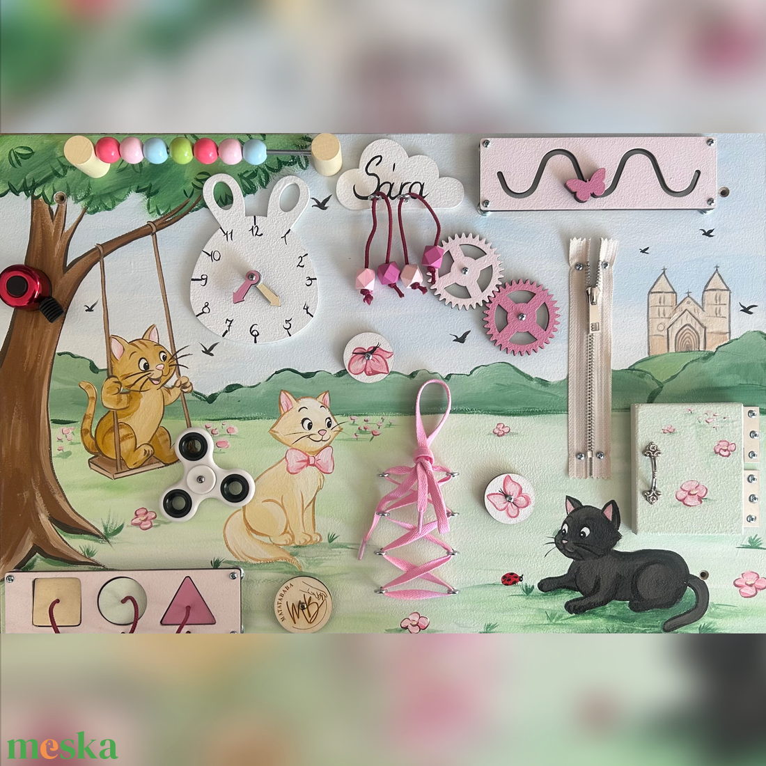 Lányos cicás Matatófal  - baba - mama - baba játékok - matatófal - Meska.hu