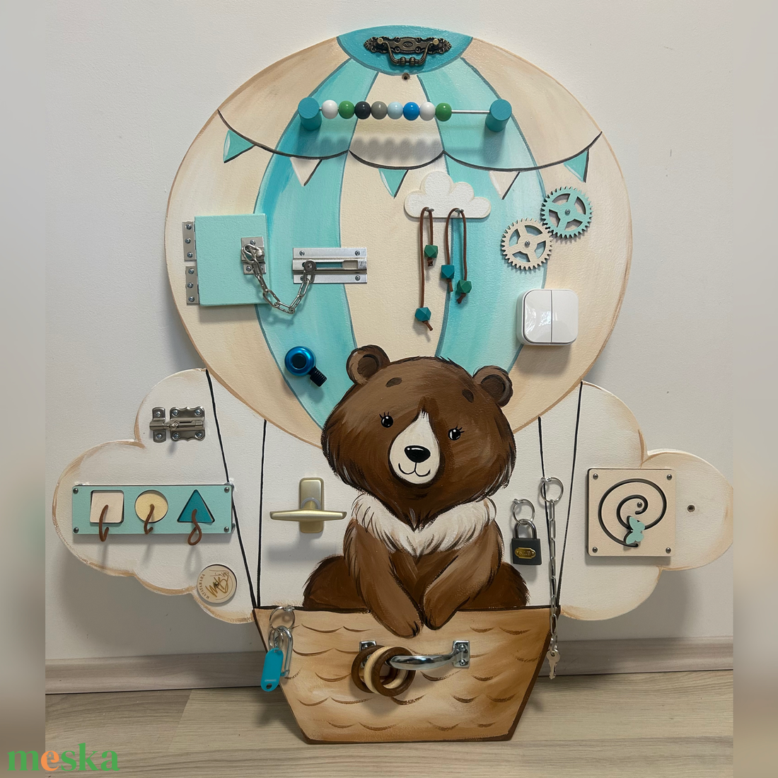 Hőlégballonos medvés Matatófal - baba - mama - baba játékok - matatófal - Meska.hu