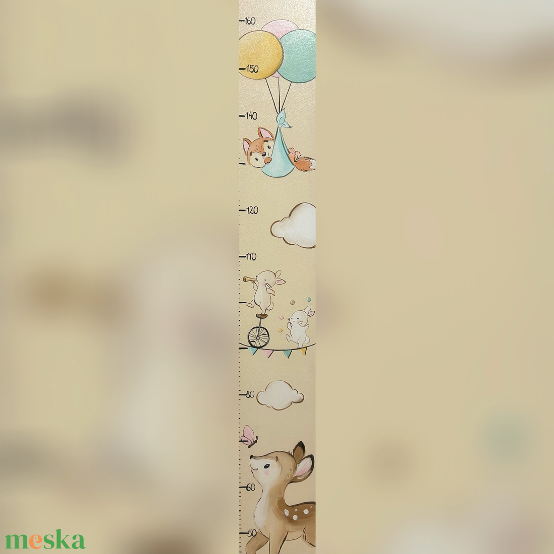 Őzikés, nyuszis magasságmérő - baba - mama - babaszoba dekoráció - magasságmérő - Meska.hu