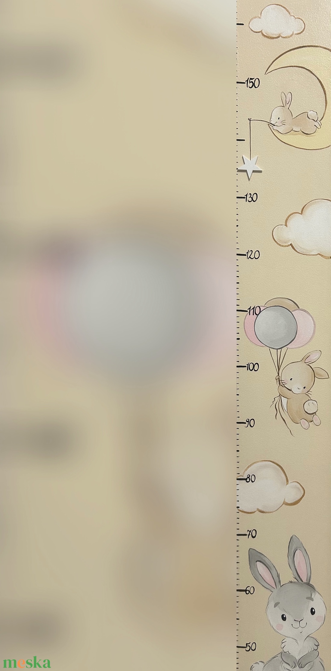 Nyuszikás magasságmérő - baba - mama - babaszoba dekoráció - magasságmérő - Meska.hu