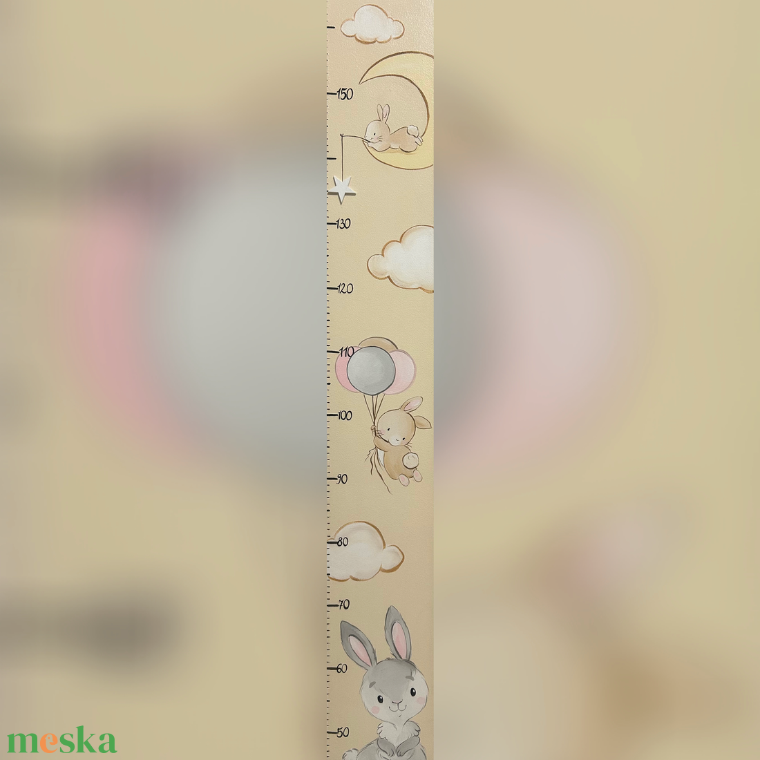 Nyuszikás magasságmérő - baba - mama - babaszoba dekoráció - magasságmérő - Meska.hu