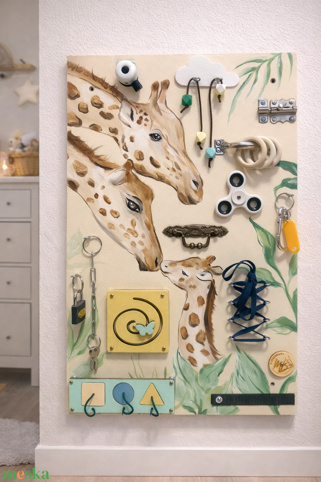 Zsiráf család Matatófal  - baba - mama - baba játékok - matatófal - Meska.hu