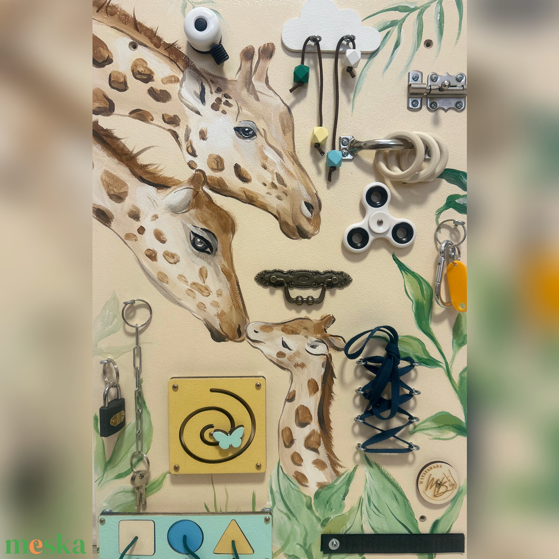 Zsiráf család Matatófal  - baba - mama - baba játékok - matatófal - Meska.hu