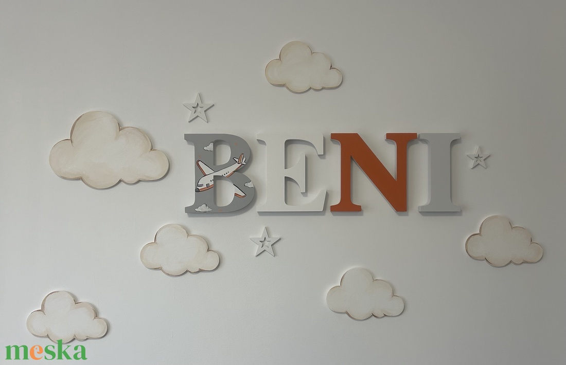 Repülős Bababetű  - baba - mama - babaszoba dekoráció - babanév dekoráció - Meska.hu