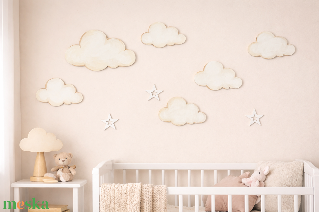 Dekor Felhő szett - baba - mama - babaszoba dekoráció - babanév dekoráció - Meska.hu