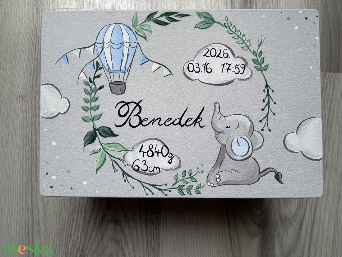 Elef�ntos Emlékőrző doboz - baba - mama - babaemlékek - baba emlékőrző - Meska.hu