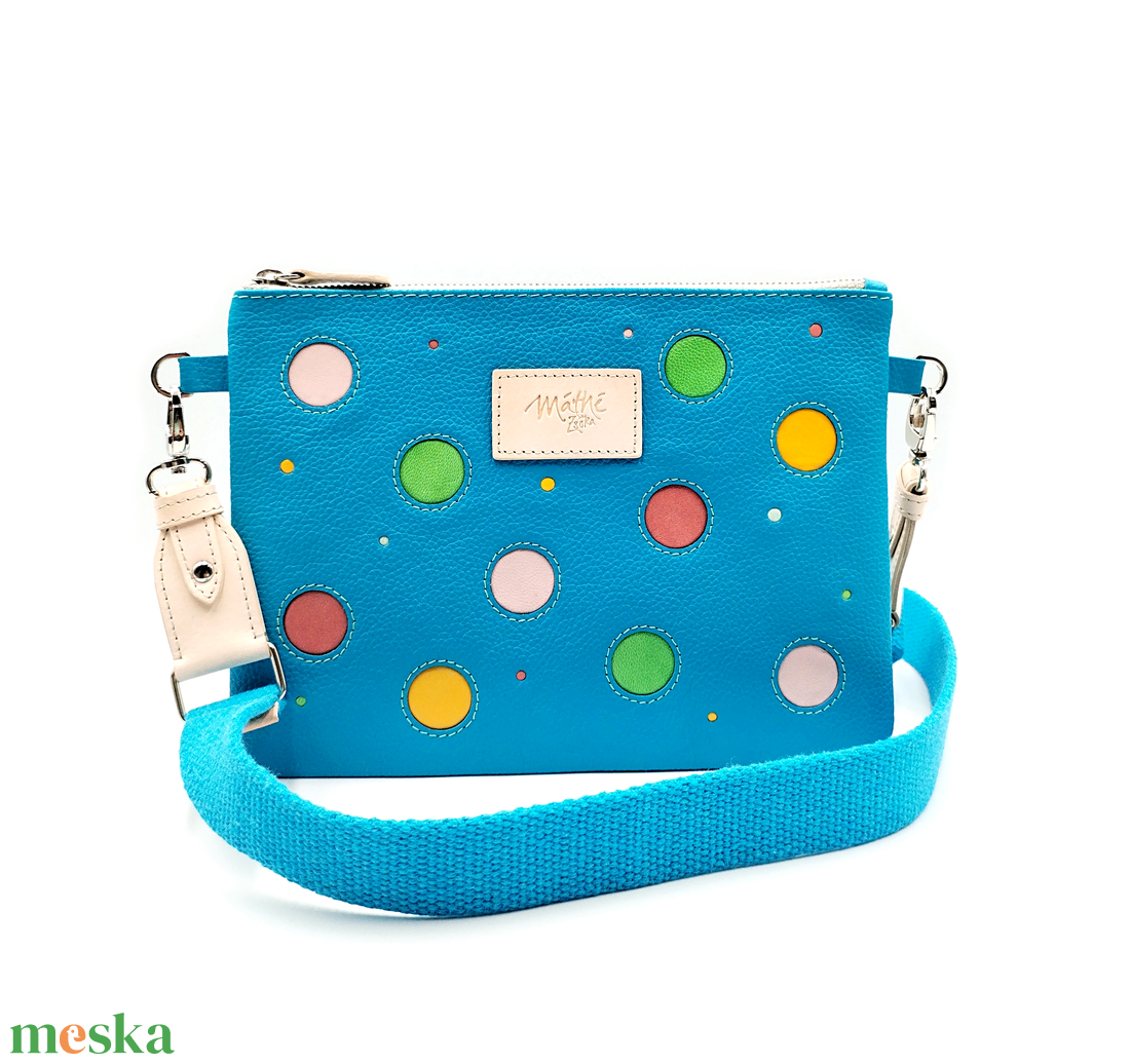 Dots - türkizkék - színes pöttyös bőrtáska - táska & tok - kézitáska & válltáska - vállon átvethető táska - Meska.hu Dots - türkizkék - színes pöttyös bőrtáska - táska & tok - kézitáska & válltáska - vállon átvethető táska - Meska.hu