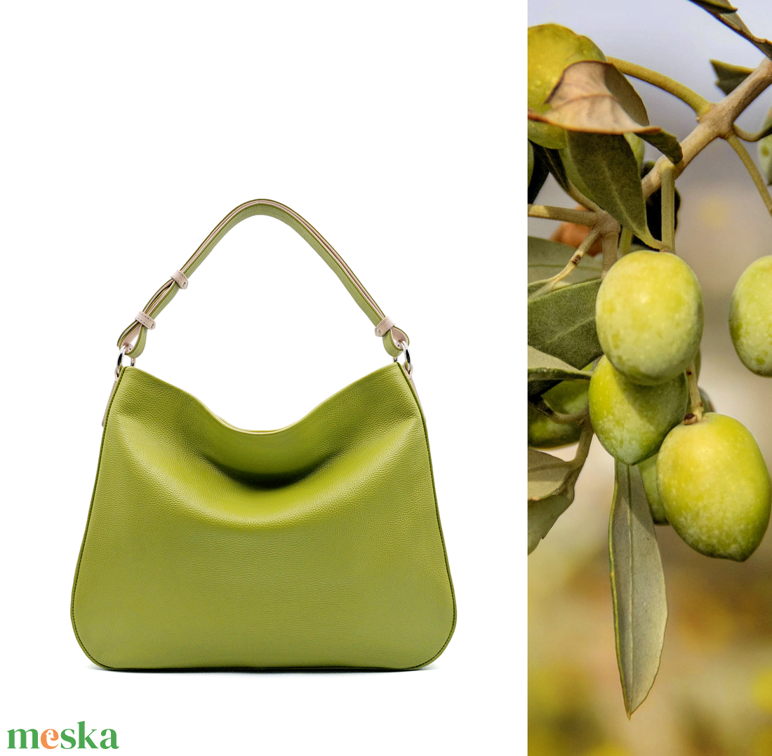 Hobo 1.0 - Olívazöld bőrtáska  - táska & tok - kézitáska & válltáska - válltáska - Meska.hu