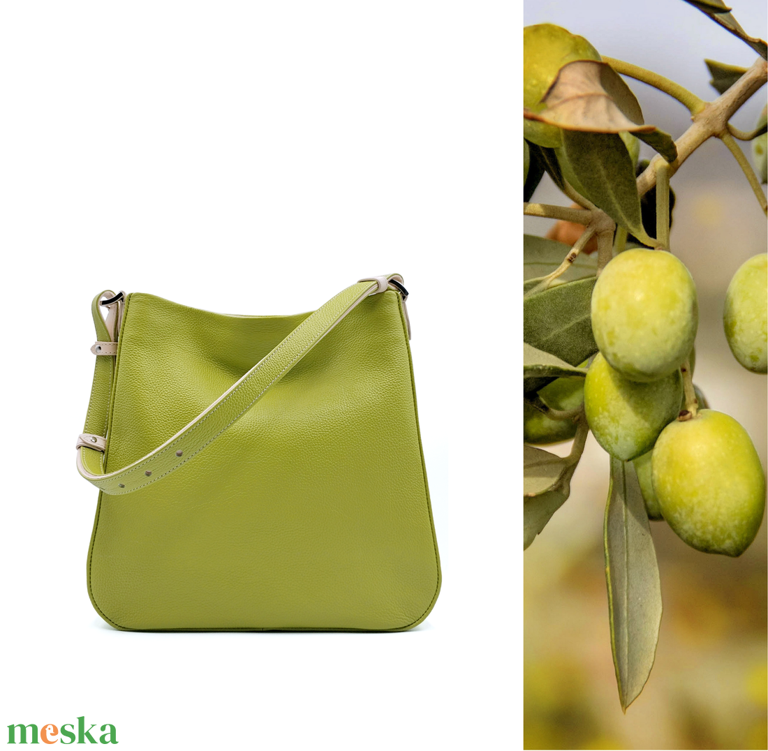 Hobo 3.0.- Olívazöld bőrtáska - táska & tok - kézitáska & válltáska - válltáska - Meska.hu