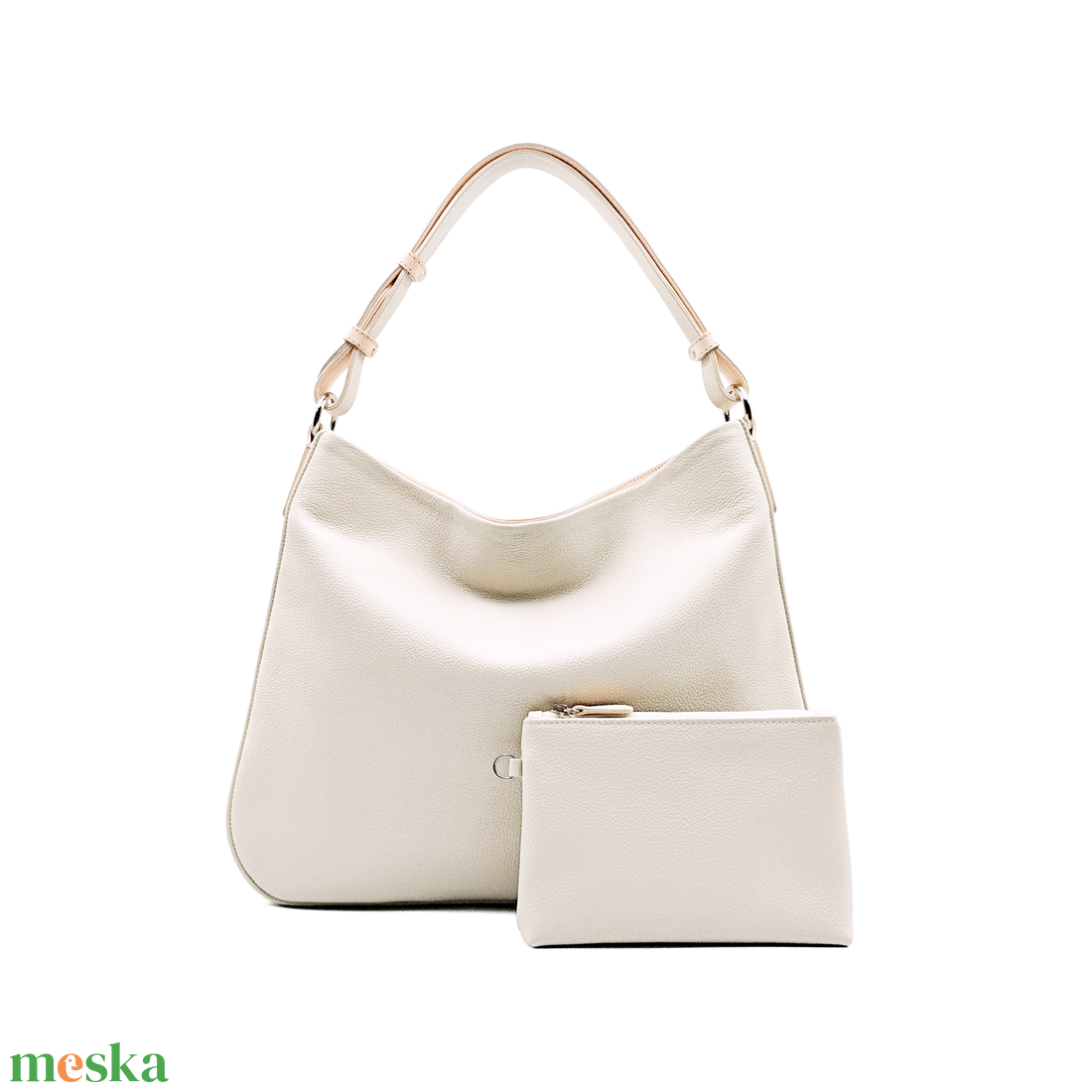 Hobo 1.0 - Világos bézs bőrtáska  - táska & tok - kézitáska & válltáska - válltáska - Meska.hu