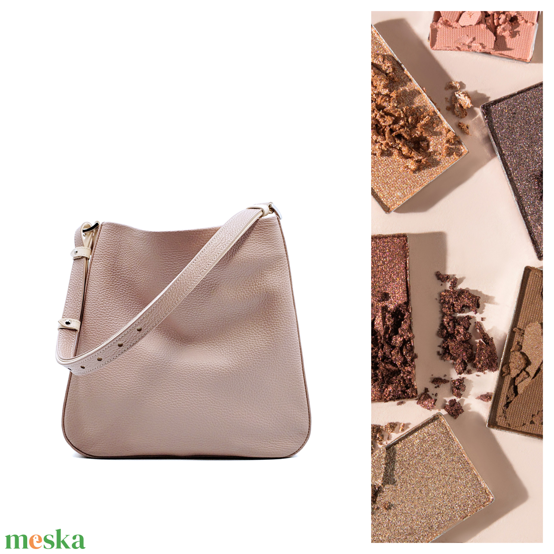 Hobo 3.0.- Púderszín bőrtáska - táska & tok - kézitáska & válltáska - válltáska - Meska.hu