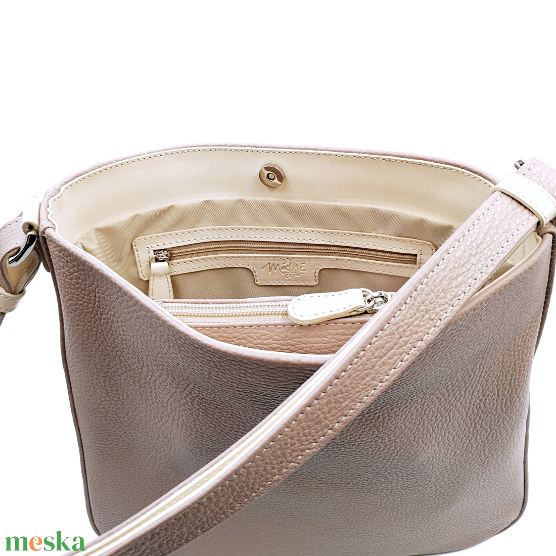 Hobo 3.0.- Púderszín bőrtáska - táska & tok - kézitáska & válltáska - válltáska - Meska.hu