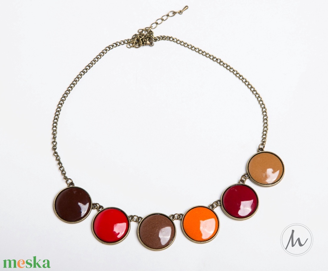 Burnt Orange tűzzománc nyaklánc vöröses narancsos színekben - ékszer - nyaklánc - medálos nyaklánc - Meska.hu