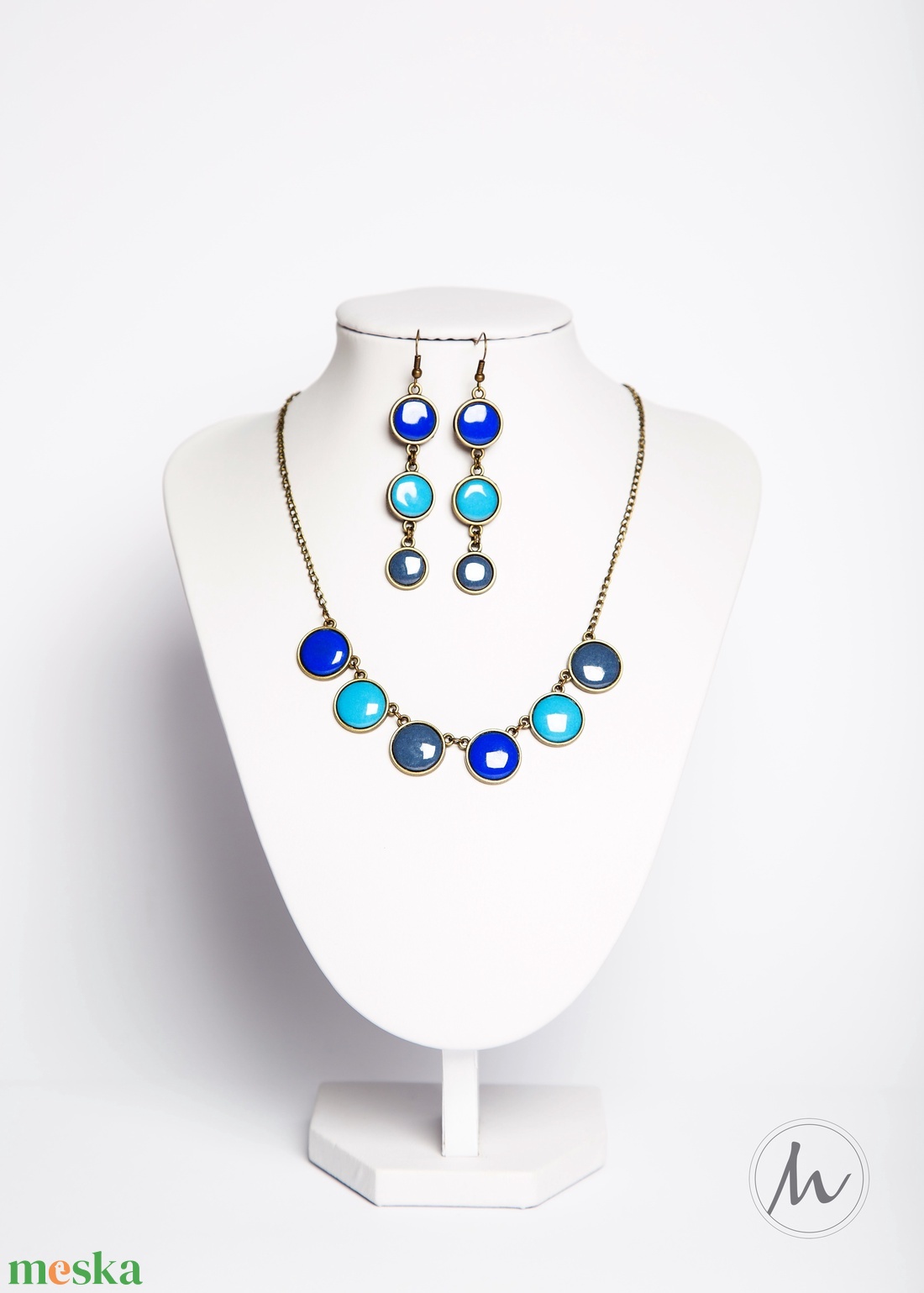 Storm Cloud bronze - tűzzománc nyaklánc kékes-szürkés színekben - ékszer - nyaklánc - medálos nyaklánc - Meska.hu