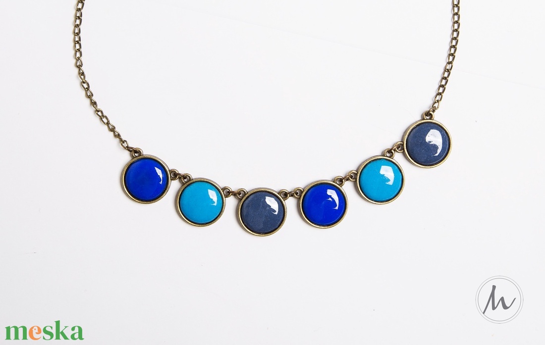 Storm Cloud bronze - tűzzománc nyaklánc kékes-szürkés színekben - ékszer - nyaklánc - medálos nyaklánc - Meska.hu