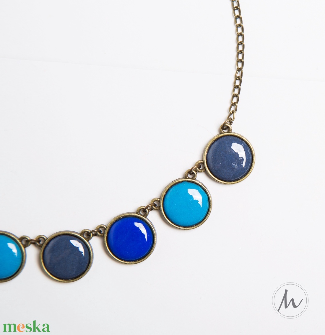 Storm Cloud bronze - tűzzománc nyaklánc kékes-szürkés színekben - ékszer - nyaklánc - medálos nyaklánc - Meska.hu