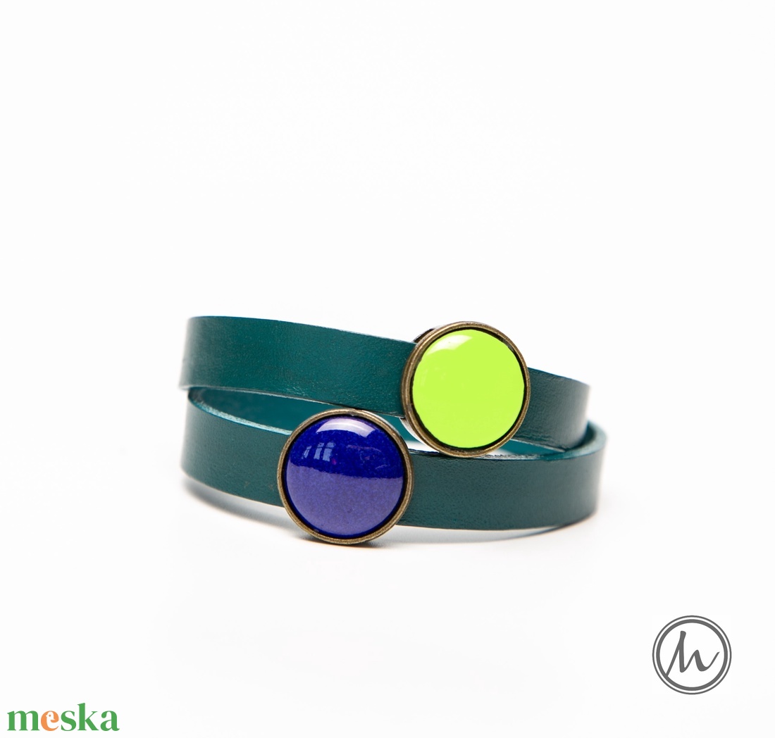 Seasalt - sötétkék, lime, teal tűzzománc elemekkel készült valódi bőr karkötő - ékszer - karkötő - karkötő medállal - Meska.hu Seasalt - sötétkék, lime, teal tűzzománc elemekkel készült valódi bőr karkötő - ékszer - karkötő - karkötő medállal - Meska.hu