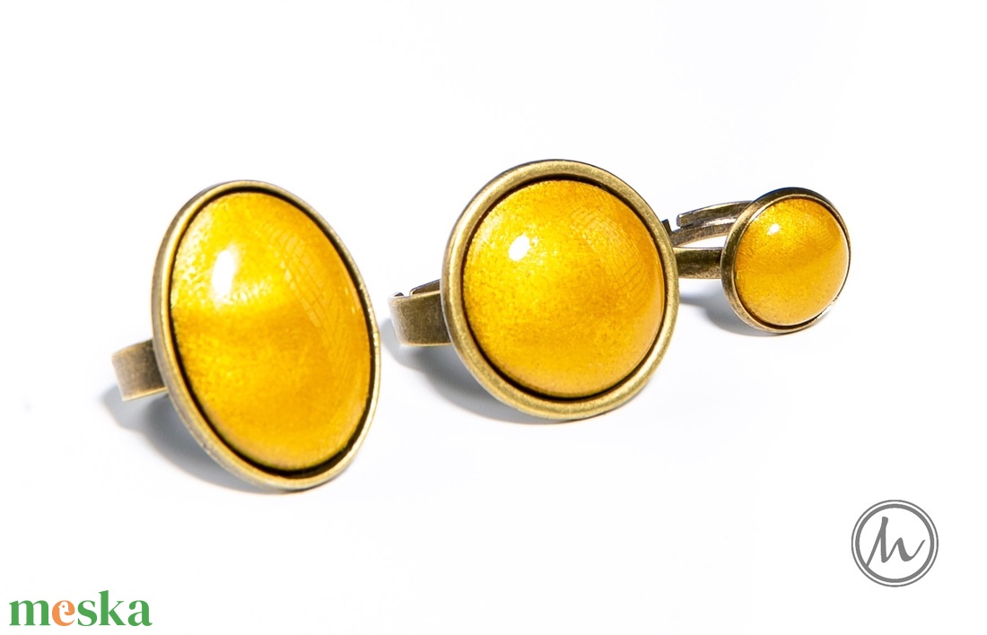 Chartreuse - aranysárga kerek tűzzománc gyűrű - mini - ékszer - gyűrű - szoliter gyűrű - Meska.hu