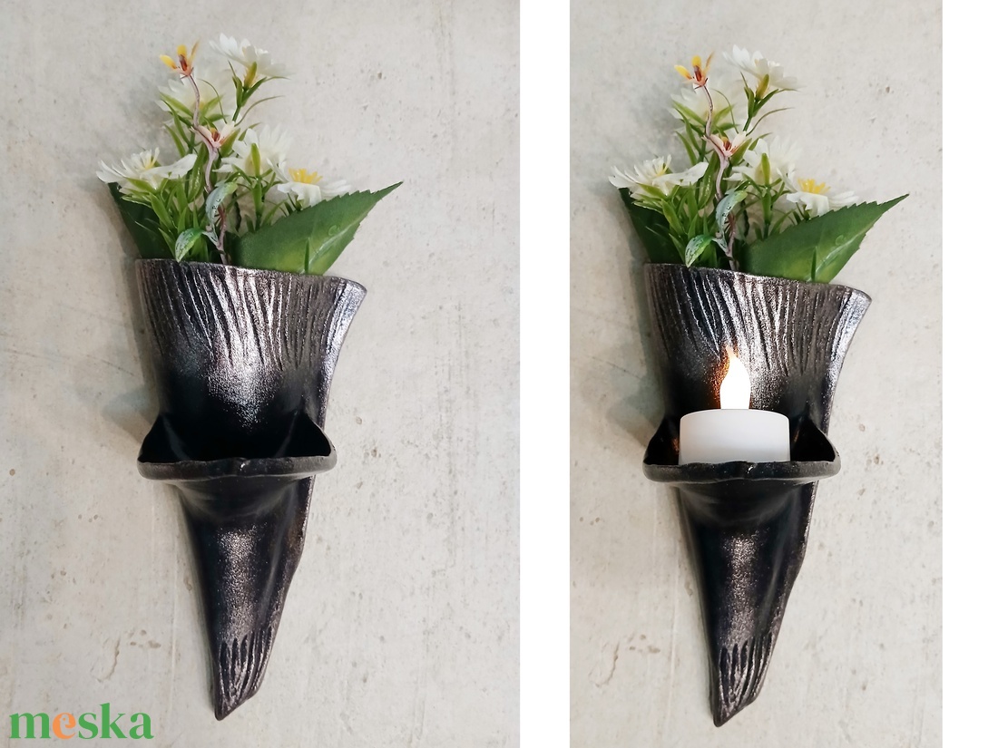 Urnafal dísz mécsestratóval - művészet - szobor - kerámia - Meska.hu