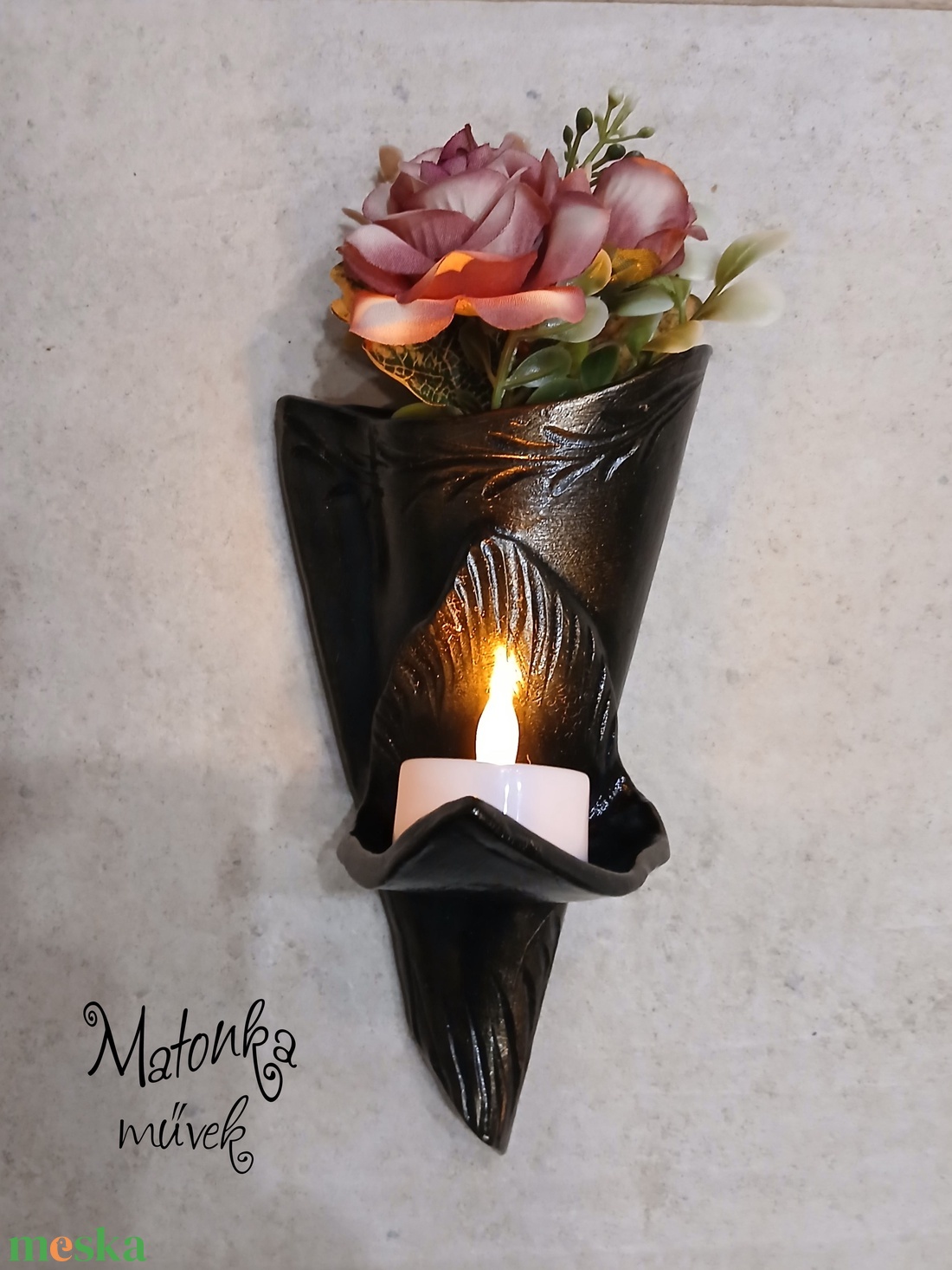 Urnafal disz- virágtartóval és mécsestartóval egyben - otthon & életmód - vallás - temetkezési tárgy - urnadíszek - Meska.hu