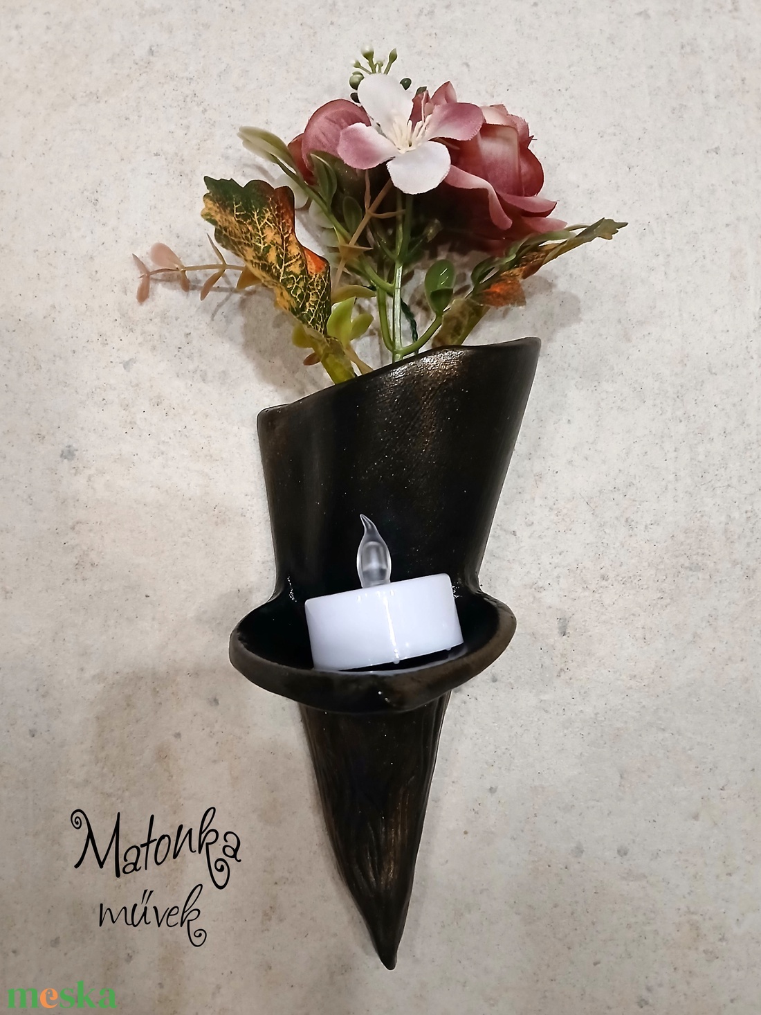 Urnafal disz- virágtartóval és mécsestartóval egyben - otthon & életmód - vallás - temetkezési tárgy - urnadíszek - Meska.hu