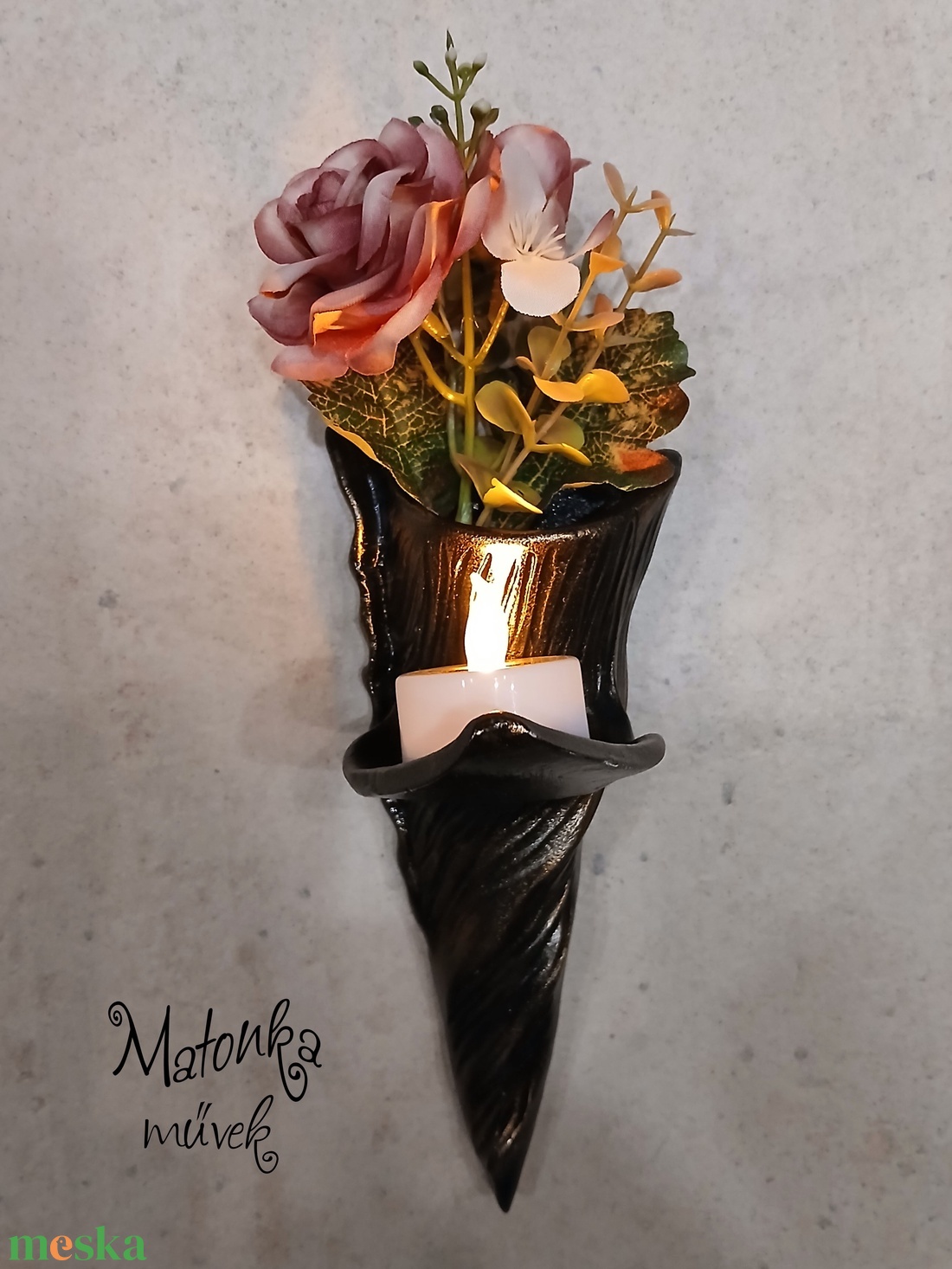 Urnafal disz- virágtartóval és mécsestartóval egyben - otthon & életmód - vallás - temetkezési tárgy - urnadíszek - Meska.hu