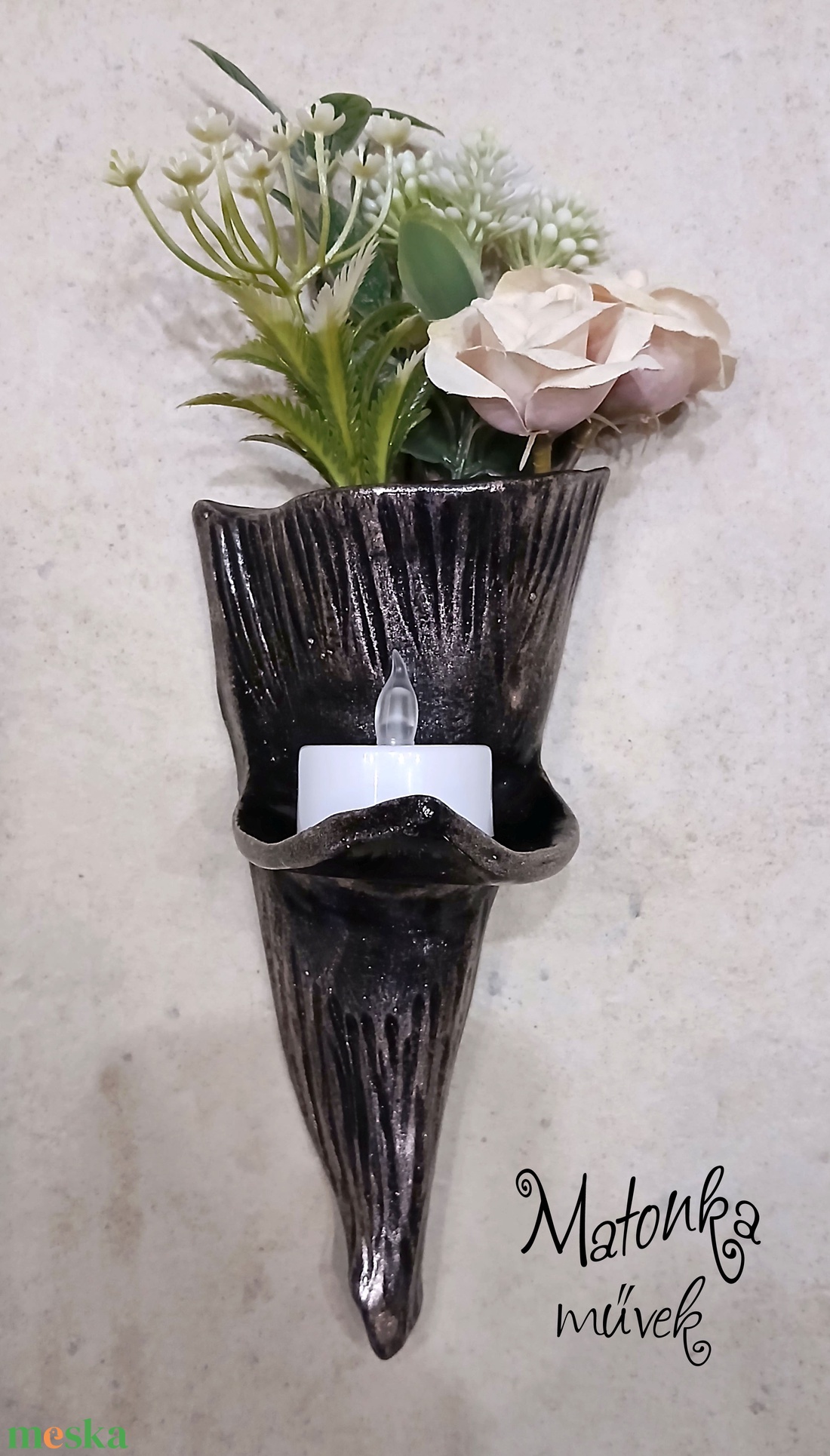 Urnafal disz- virágtartóval és mécsestartóval egyben - otthon & életmód - vallás - temetkezési tárgy - urnadíszek - Meska.hu