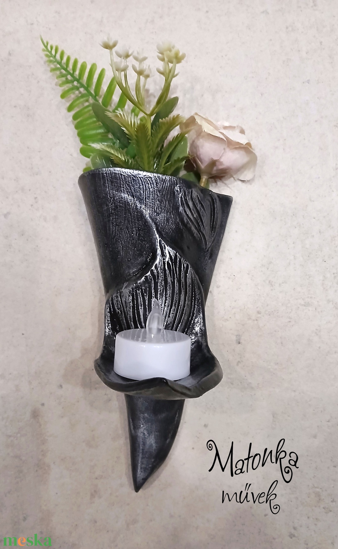 Urnafal disz- virágtartóval és mécsestartóval egyben - otthon & életmód - vallás - temetkezési tárgy - urnadíszek - Meska.hu